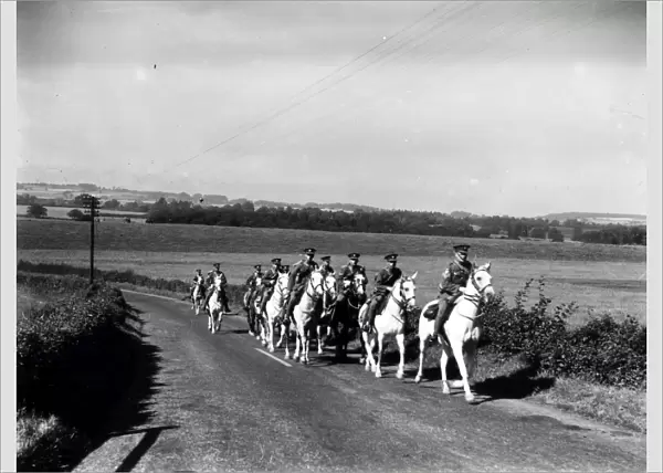 Cavalry riding on Duncton Hill. August 1936