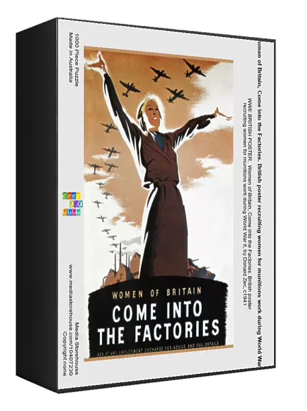 Women of Britain, Come into the Factories. British poster recruiting women for munitions work during World War II, by Donald Zec, c1941