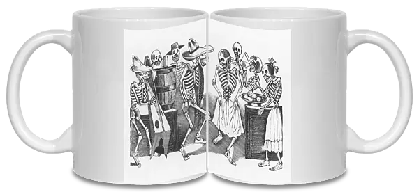 Happy Dance and Wild Party of All the Skeletons. Zinc engraving by Jose Guadalupe Posada (1852-1913)