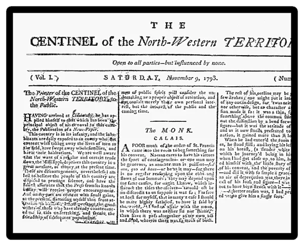 The first issue of the Centinel of the North-Western Territory, 9 November 1793
