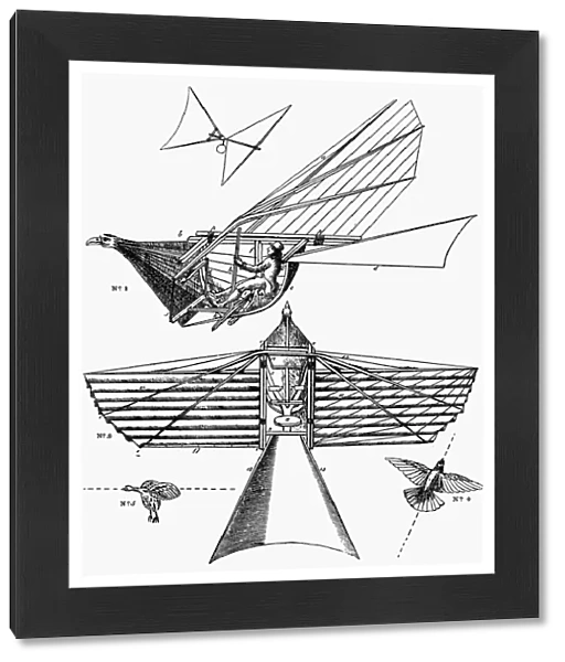 Diagram of Thomas Walkers ornithopter
