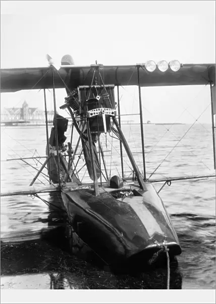 A Curtiss F-boat, an early guided missile equipped with gyropilot, developed, 1915, by Elmer Sperry and his son, Lawrence. The first experiments were carried out on Great South Bay, Long Island, New York, 1915