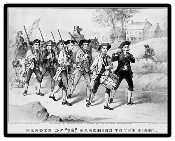 MINUTEMEN: HEROES OF 1776. Heroes of 76, Marching to the Fight. Lithograph