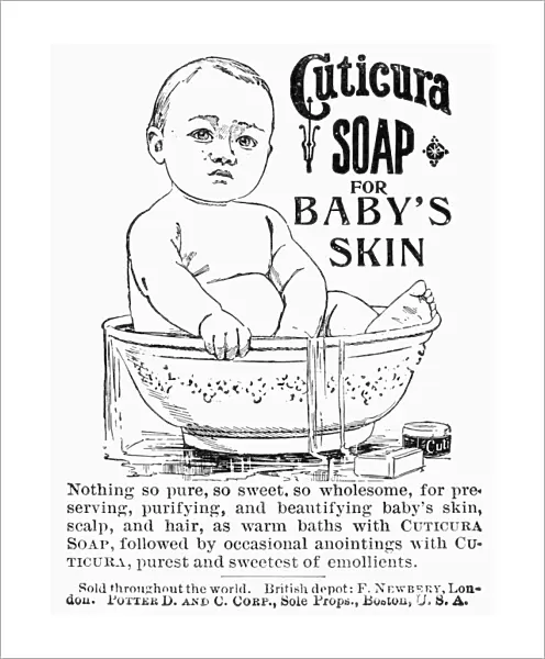 CUTICURA SOAP, 1897. English newspaper advertisement, 1897