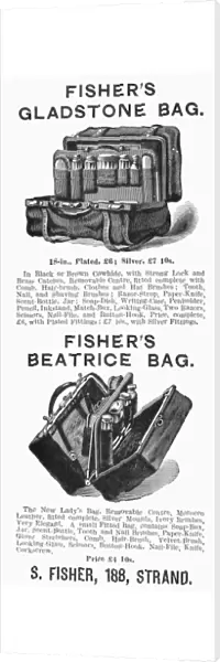 TRAVEL BAG, 1892. English newspaper advertisement for Fishers Gladstone bag for men