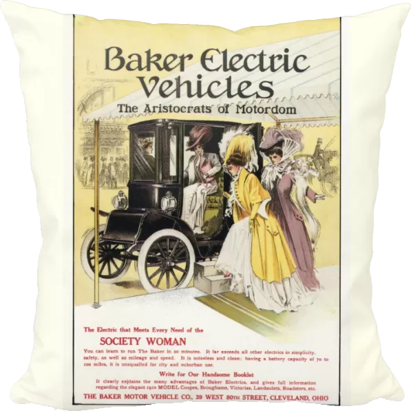 AD: ELECTRIC CAR, 1909. American advertisement for Baker Electric Vehicles, 1909