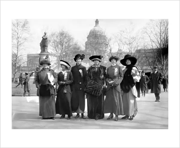 SUFFRAGETTES, 1913. American suffragettes at the womens suffrage parade held in Washington D