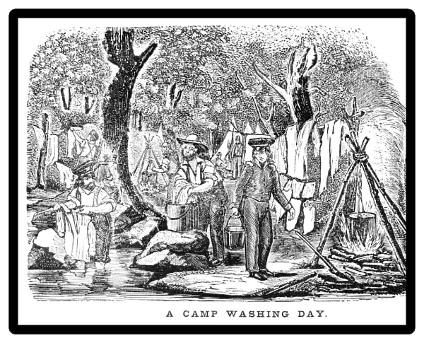 MEXICAN WAR: CAMP. U. S. Army soldiers washing clothes in camp during the Mexican American War