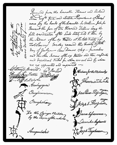 SIX NATIONS: STANWIX. Document signed 28 July 1769 by chiefs of the Six Nations