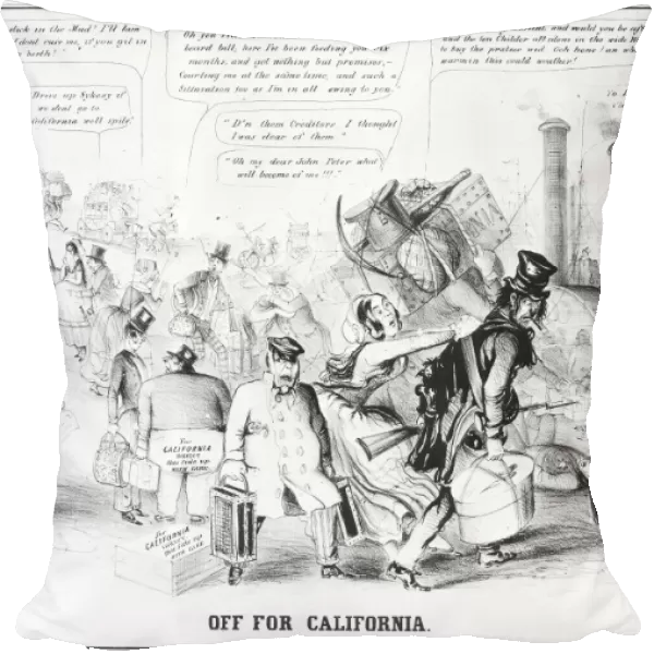 GOLD RUSH CARTOON, 1849. Off for California. A cartoon inspired by the California Gold Rush