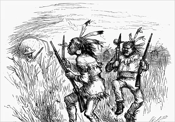 NAST: NATIVE AMERICANS, 1881. Now for Indian Recreation and Vacation. Cartoon