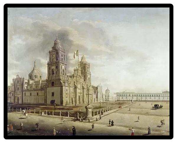 MEXICO: OAXACA CATHEDRAL. Oil on canvas, mid-19th century