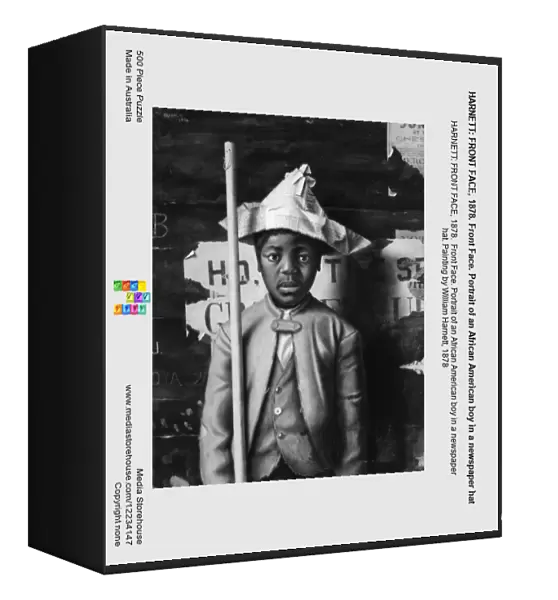 HARNETT: FRONT FACE, 1878. Front Face. Portrait of an African American boy in a newspaper hat