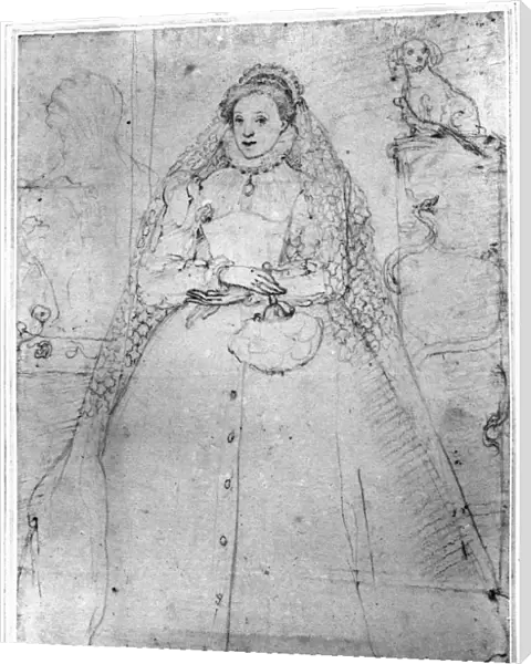 ELIZABETH I (1533-1603). Queen of England and Ireland, 1558-1603. Drawing by Federigo Zuccaro
