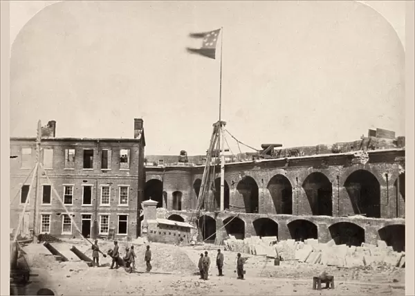 CIVIL WAR: FORT SUMTER, 1861. Confederate flag flying over Fort Sumter after the
