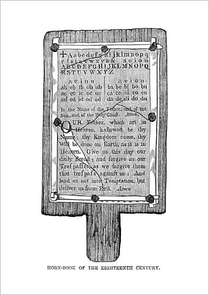 HORNBOOK, 18TH CENTURY. American colonial hornbook of the 18th century. Reproduction