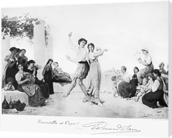 TARENTELLA IN CAPRI. Photogravure, 1881, after a painting by E. Alexander Sain