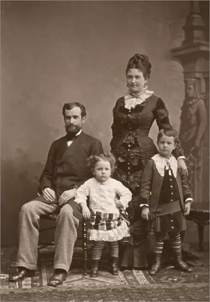 FAMILY, c1880-85. Parents and children. Original cabinet photograph, German, c1880-85