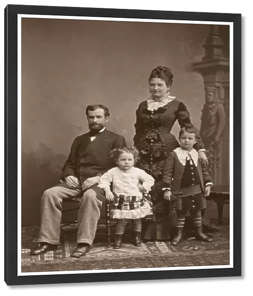 FAMILY, c1880-85. Parents and children. Original cabinet photograph, German, c1880-85