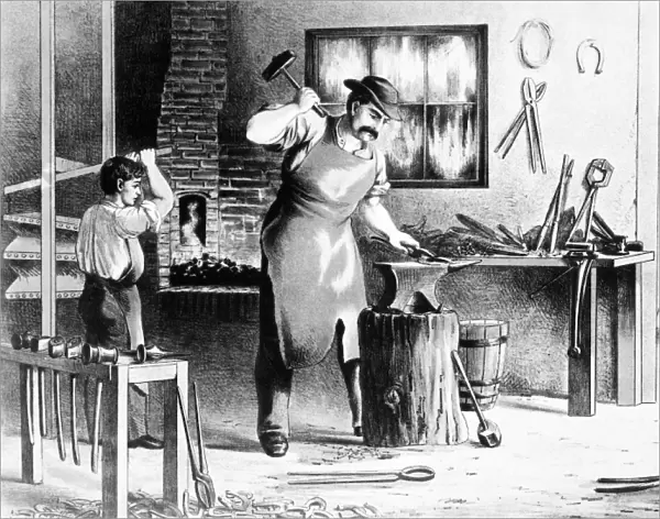 BLACKSMITH, 1874. Lithograph, 1874, by Louis Prang and Company
