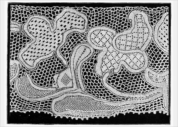 LACE, c1650. Guipure of the 17th century. Line engraving, 19th century