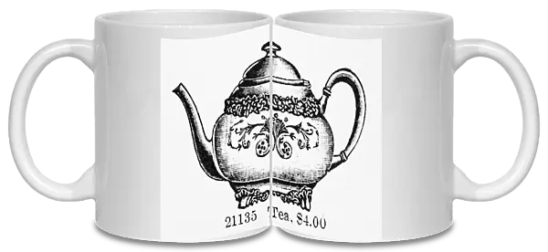 TEA POT, 1895. Silver plated teapot. American catalog advertisement