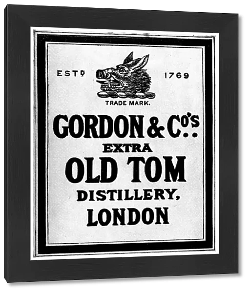 GIN LABEL, c1900. Gordon & Company gin label, London, c1900