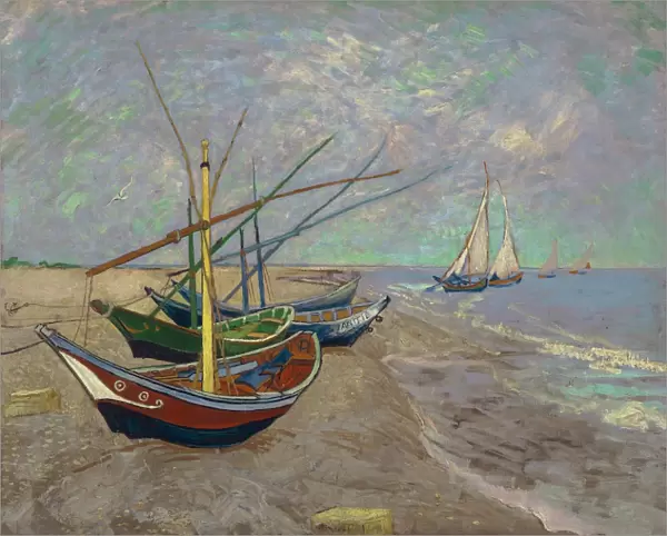 VAN GOGH: BOATS, 1888. Fishing Boats on the Beach at Saintes-Maries. Oil on canvas