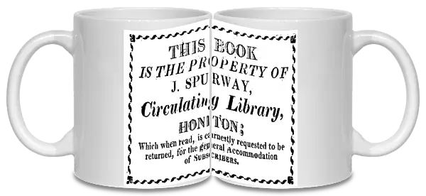 ENGLISH BOOKPLATE, 1810. Bookplate for the J. Spurway Library