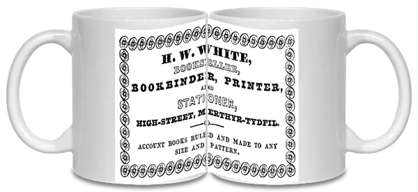 WELSH BOOKPLATE, 1840. A bookplate for H. W. White, bookseller