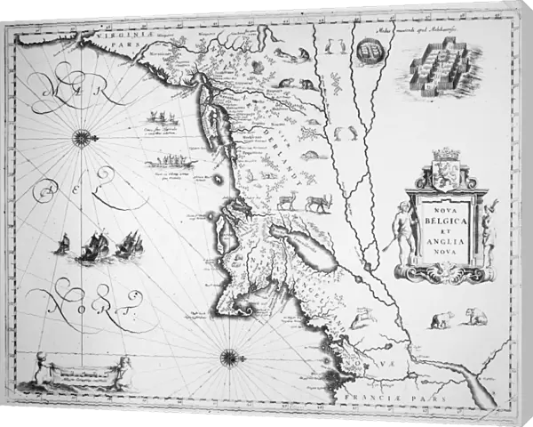 MAP: NEW ENGLAND, 1635. Line engraving of Nova Belgica et Anglia Nova from Willem