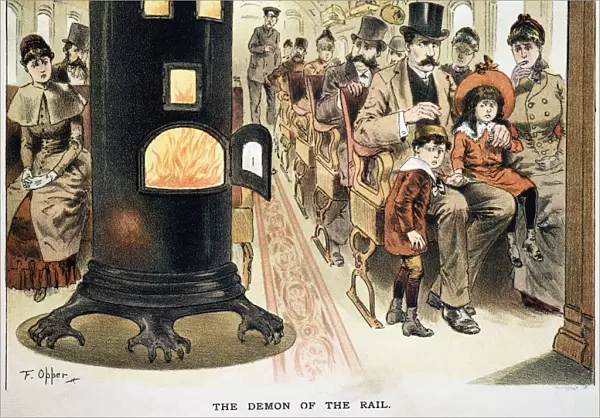 RAILROADING CARTOON, 1887. An American cartoon of 1887 by Frederick Opper on the
