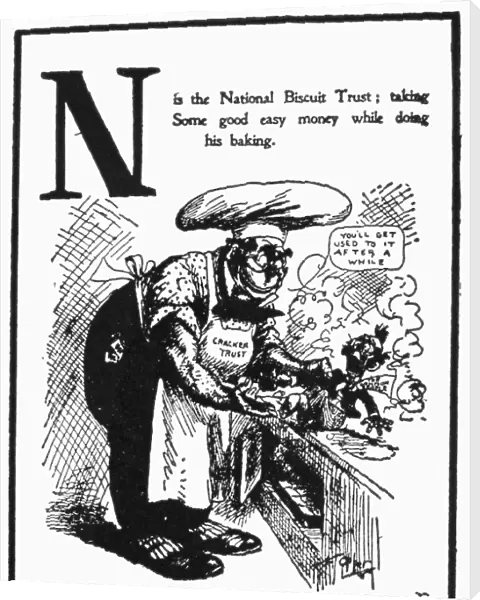 ANTI-TRUST CARTOON, 1902. The National Biscuit trust satirized in a cartoon