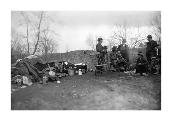 POTOMAC FLOOD, c1915. Flood refugees with their possessions after the Potomac River flood