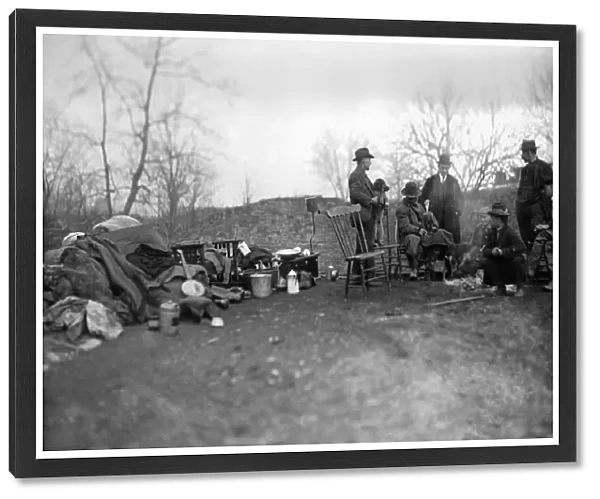 POTOMAC FLOOD, c1915. Flood refugees with their possessions after the Potomac River flood