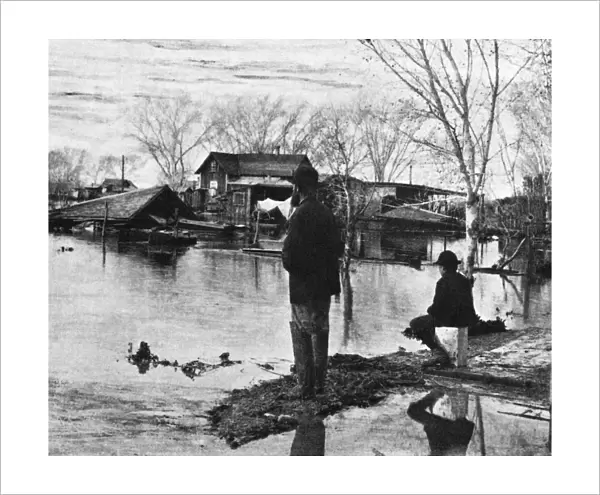ARIZONA: FLOOD, 1891. Men observing the damage from the shore of the Salt River in Phoenix