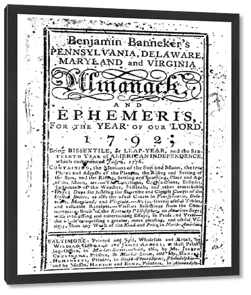 BANNEKER: TITLE PAGE, 1792. Title page of Benjamin Bannekers Almanack for 1792