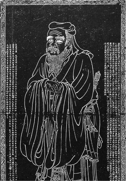 CONFUCIUS (c551-479 B. C. ). Chinese philosopher. Print attributed to Wu Tao-Tzu