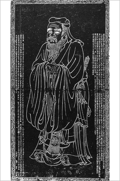 CONFUCIUS (c551-479 B. C. ). Chinese philosopher. Print attributed to Wu Tao-Tzu