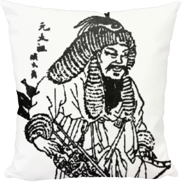 GENGHIS KHAN (1162-1227). Mongol conqueror. Chinese woodcut