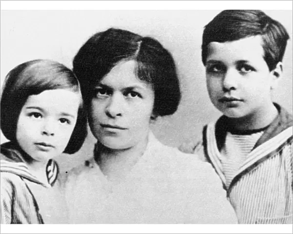 MILEVA MARIC WITH SONS. Mileva Maric, the first wife of Albert Einstein, photographed