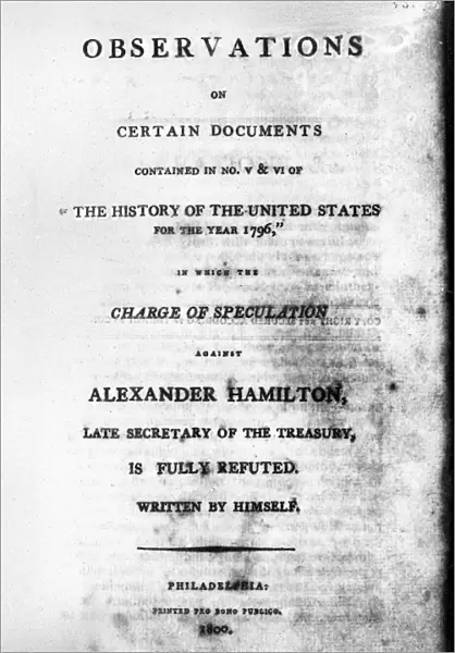 HAMILTON: TITLE PAGE, 1800. Title page an 1800 edition of Alexander Hamilton s