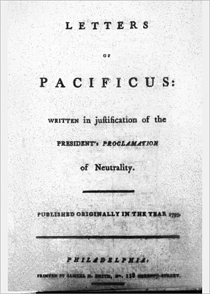 HAMILTON: TITLE PAGE, 1793. Letters of Pacificus