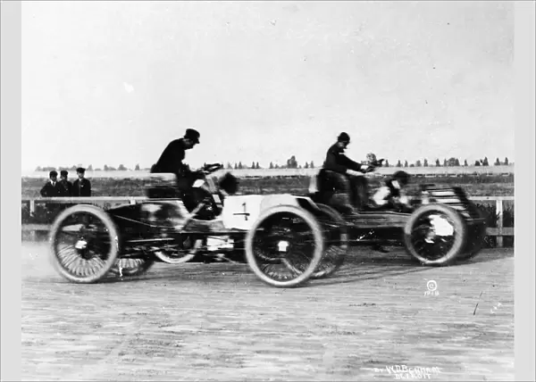 HENRY FORD (1863-1947). American automobile manufacturer. Automobile race between Ford
