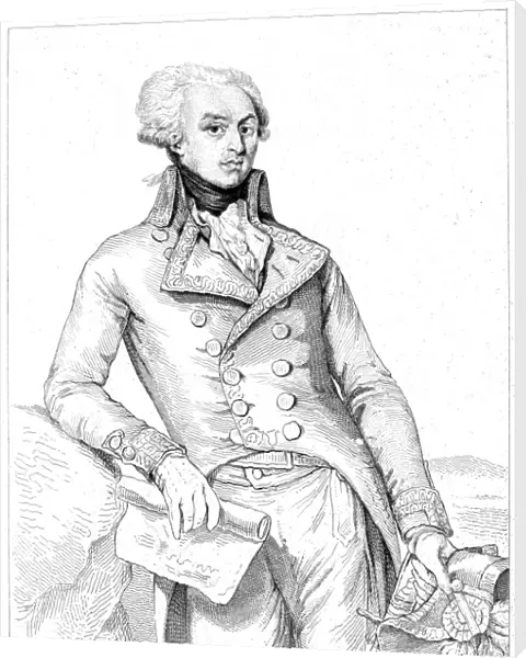 MARQUIS DE LAFAYETTE (1757-1834). French soldier and statesman. Etching, French, 1838