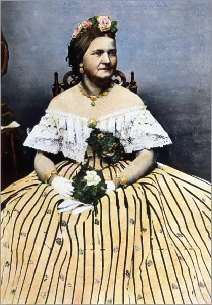 MARY TODD LINCOLN (1818-1882). Mrs. Abraham Lincoln. Oil over a photograph by Mathew Brady