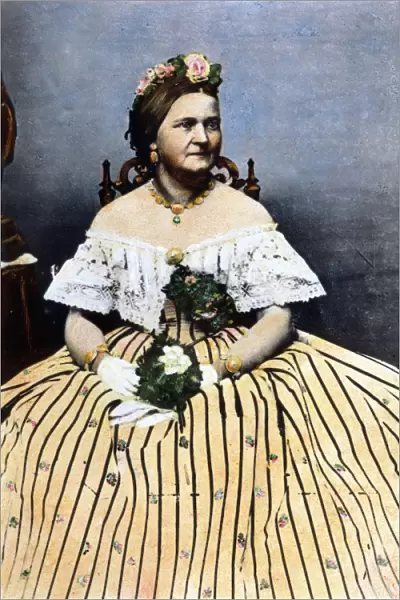 MARY TODD LINCOLN (1818-1882). Mrs. Abraham Lincoln. Oil over a photograph by Mathew Brady