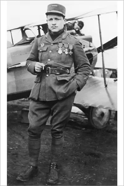 RAOUL LUFBERY (1885-1918). American (French-born) aviator and member of the Lafayette Escadrille