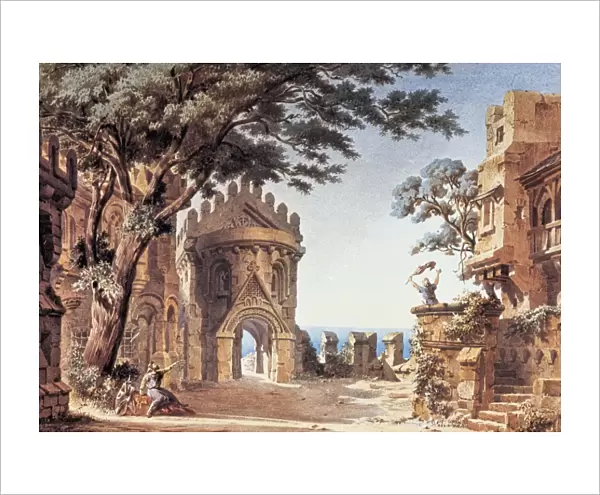 TRISTAN AND ISOLDE, 1865. Set design for the premiere, 10 June 1865, at Munich