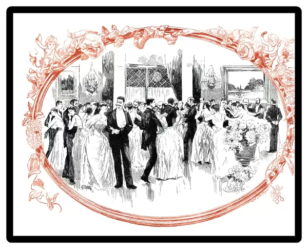 SOCIETY BALL, 1888. A society ball in 1888: contemporary pen-and-ink drawing